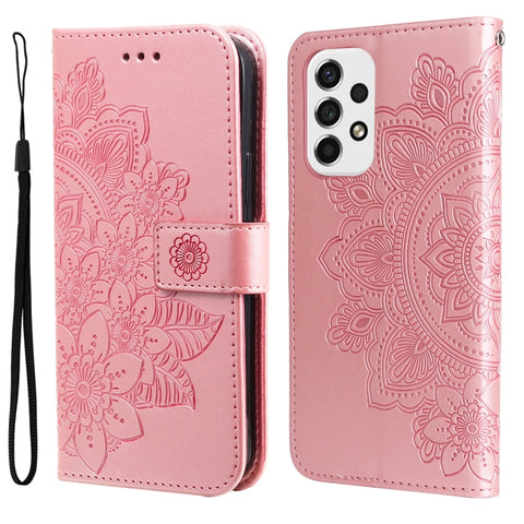 7-petal Flowers Embossing Pattern Horizontal Flip CasePhone Case, For Motorola Moto E20 / E30 / E40, For Samsung Galaxy A03 EU Version, For Samsung Galaxy A03 Global, For Samsung Galaxy A33 5G, For Samsung Galaxy A53 5G