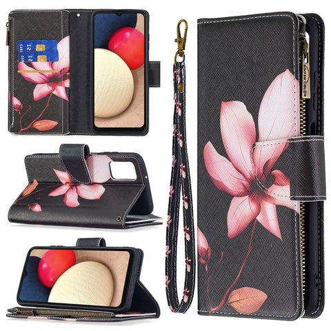 Colored Drawing Zipper Leather Phone Case, For Samsung Galaxy A03s 166mm