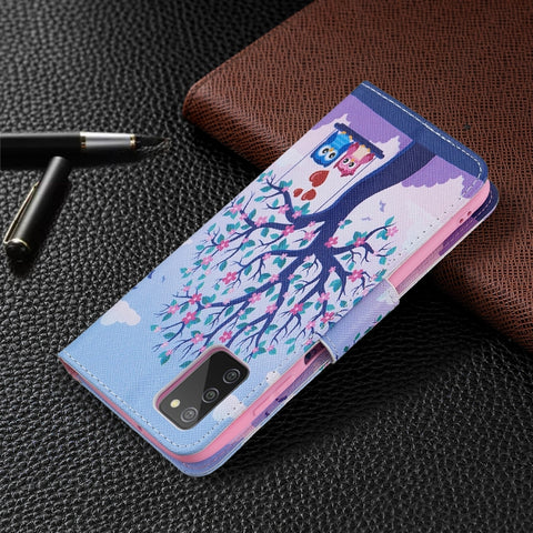 Colored Drawing Leather Phone Case, For Samsung Galaxy A03s 166mm