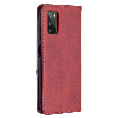 Rhombus Texture Magnetic Leather Phone Case, For Samsung Galaxy A03s 166mm