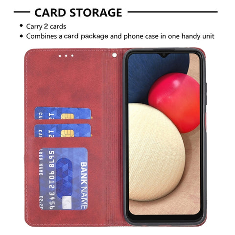 Rhombus Texture Magnetic Leather Phone Case, For Samsung Galaxy A03s 166mm
