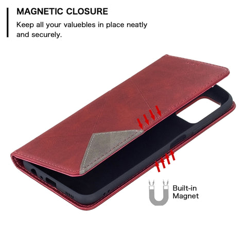 Rhombus Texture Magnetic Leather Phone Case, For Samsung Galaxy A03s 166mm