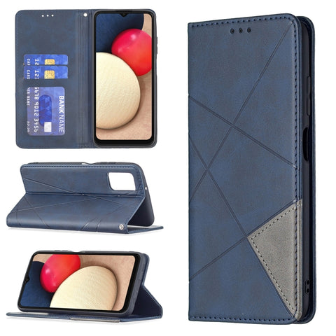 Rhombus Texture Magnetic Leather Phone Case, For Samsung Galaxy A03s 166mm