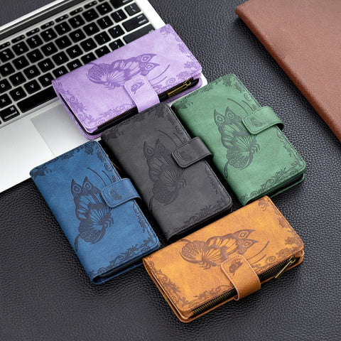 Flying Butterfly Zipper Leather Phone Case, For Samsung Galaxy A03s 166mm