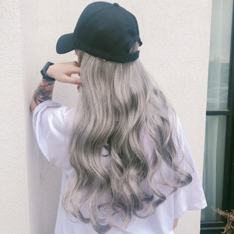 Hat Big Curve Wig One-piece Long Curly Chemical Fiber Headgear for Women