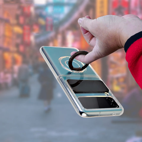Sliding Camera Design TPU Phone Case with Ring Holder, For Samsung Galaxy Z Flip3 5G