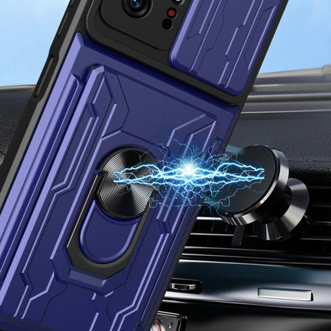 Camera Cover Phone Case with Card Slot & Holder, For Xiaomi 11T, For Xiaomi Redmi Note 10 Pro, For Xiaomi Redmi 10, For Samsung Galaxy S21 FE 5G