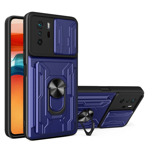 Camera Cover Phone Case with Card Slot & Holder, For Xiaomi 11T, For Xiaomi Redmi Note 10 Pro, For Xiaomi Redmi 10, For Samsung Galaxy S21 FE 5G