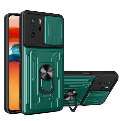 Camera Cover Phone Case with Card Slot & Holder, For Xiaomi 11T, For Xiaomi Redmi Note 10 Pro, For Xiaomi Redmi 10, For Samsung Galaxy S21 FE 5G
