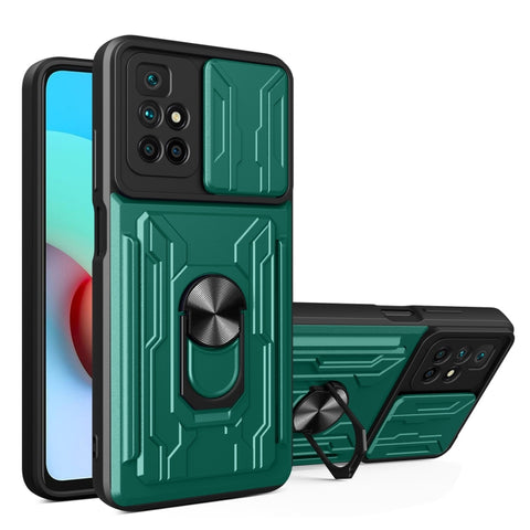 Camera Cover Phone Case with Card Slot & Holder, For Xiaomi 11T, For Xiaomi Redmi Note 10 Pro, For Xiaomi Redmi 10, For Samsung Galaxy S21 FE 5G