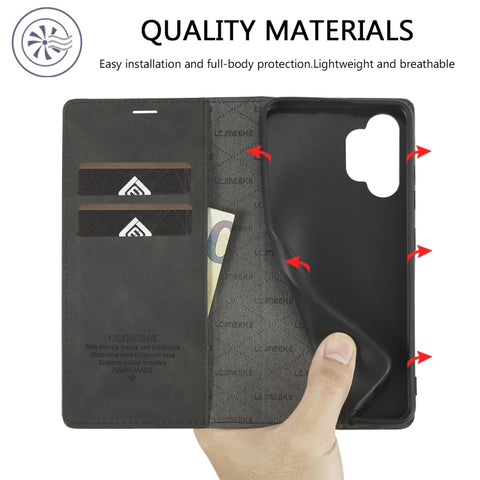 LC.IMEEKE Strong Magnetism Matte TPU + PU Leather Case, For Samsung Galaxy A32 4G