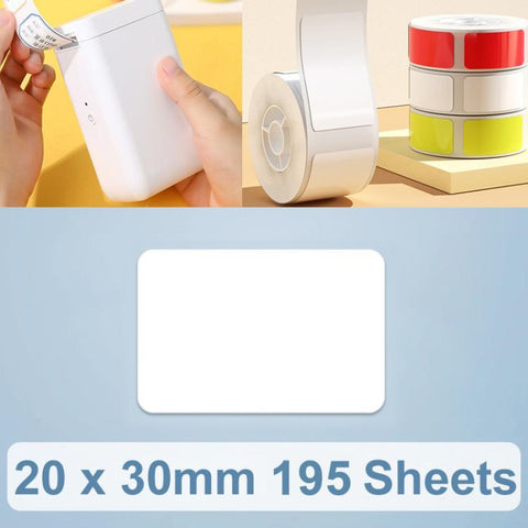 Thermal Printing Label Paper Stickers For NiiMbot D101 / D11, 20 x 30 mm 210 Sheets White, 20 x 40mm 160 Sheets White, 20 x 45mm 150 Sheets White, 25 x 30mm 210 Sheets White