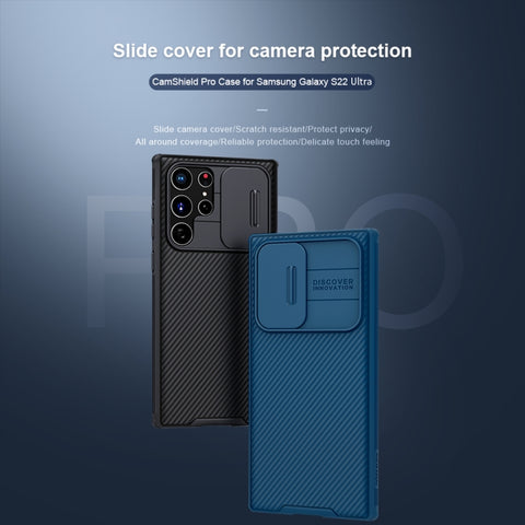 NILLKIN Black Mirror Pro Series Camshield Phone Case, For Samsung Galaxy S22 5G, For Samsung Galaxy S22+ 5G, For Samsung Galaxy S22 Ultra 5G