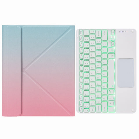 H-102CS Touch Backlight Bluetooth Keyboard Leather Case with Rear Three-fold Holder, For iPad 10.2 2020 & 2019 / Pro 10.5 inch