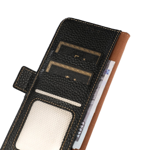 KHAZNEH Side-Magnetic Litchi Genuine Leather RFID Phone Case, For Samsung Galaxy A02s EU Version, For Samsung Galaxy A02s Global Version, For Samsung Galaxy A03s 166mm Version, For Samsung Galaxy A12 5G, For Samsung Galaxy A22 4G                       ...