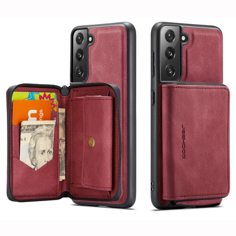 JEEHOOD Magnetic Zipper Horizontal Flip Phone Leather Case, For Samsung Galaxy S22 5G, For OnePlus Nord N200 5G, For Samsung Galaxy S22+ 5G