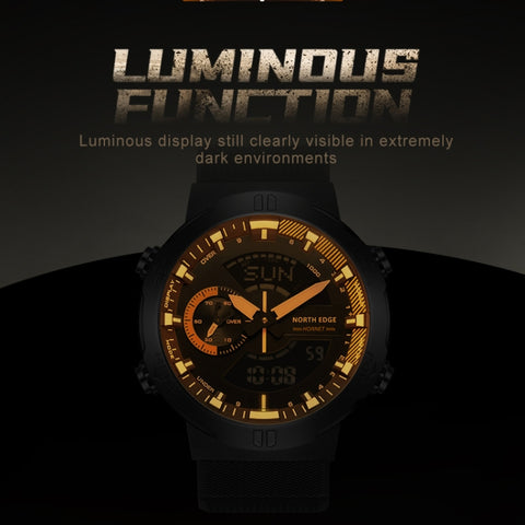 NORTH EDGE HORNET Dual Digital Alarm Clock Timing Men Luminous Sports Watch, HORNET