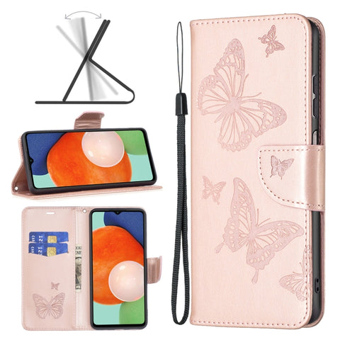Two Butterflies Embossing Leather Phone Case, For Samsung Galaxy A13 4G, For Samsung Galaxy A33 5G, For Samsung Galaxy A73 5G, For Xiaomi 12