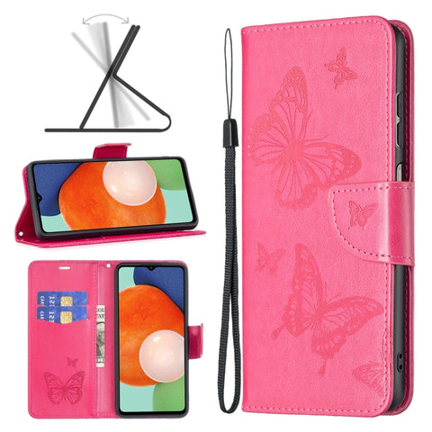 Two Butterflies Embossing Leather Phone Case, For Samsung Galaxy A13 4G, For Samsung Galaxy A33 5G, For Samsung Galaxy A73 5G, For Xiaomi 12