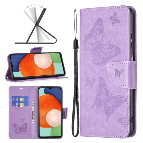 Two Butterflies Embossing Leather Phone Case, For Samsung Galaxy A13 4G, For Samsung Galaxy A33 5G, For Samsung Galaxy A73 5G, For Xiaomi 12