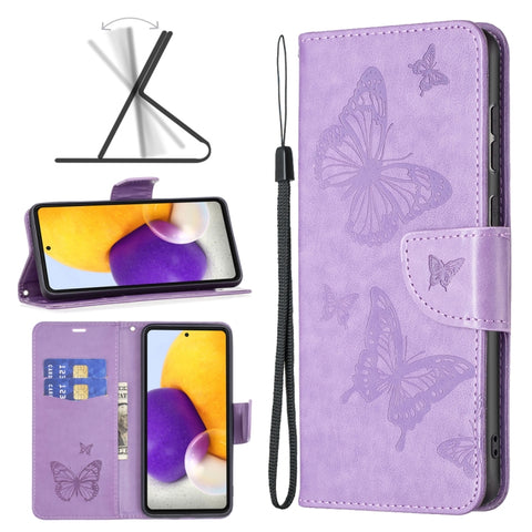 Two Butterflies Embossing Leather Phone Case, For Samsung Galaxy A13 4G, For Samsung Galaxy A33 5G, For Samsung Galaxy A73 5G, For Xiaomi 12