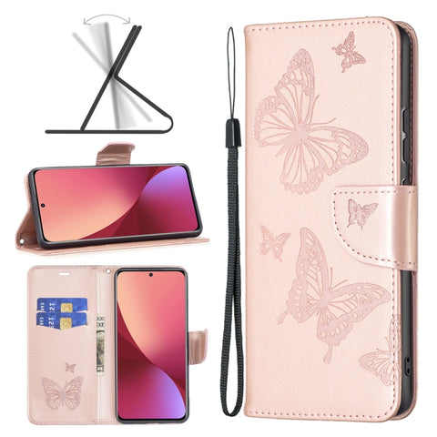 Two Butterflies Embossing Leather Phone Case, For Samsung Galaxy A13 4G, For Samsung Galaxy A33 5G, For Samsung Galaxy A73 5G, For Xiaomi 12