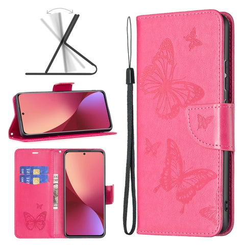 Two Butterflies Embossing Leather Phone Case, For Samsung Galaxy A13 4G, For Samsung Galaxy A33 5G, For Samsung Galaxy A73 5G, For Xiaomi 12