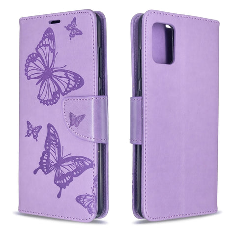Embossing Two Butterflies Pattern Horizontal Flip PU Leather Case with Holder & Card Slot & Wallet & Lanyard, For Galaxy S20, For Galaxy S20+, For Galaxy A51, For Galaxy A71, For Galaxy S20 Ultra