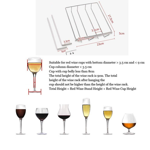 304 Stainless Steel Hanging Wine Glass Shelf Drain Rack Cup Holder, Cup Holder