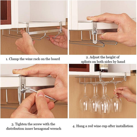 304 Stainless Steel Hanging Wine Glass Shelf Drain Rack Cup Holder, Cup Holder