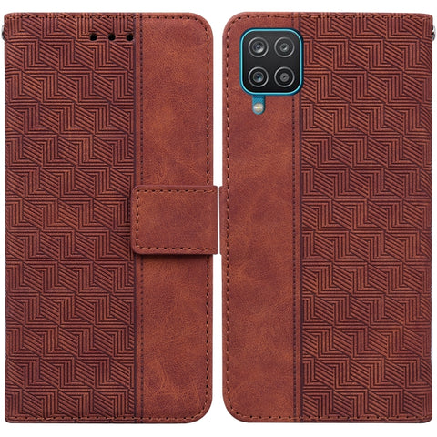Geometric Embossed Leather Phone Case, For Samsung Galaxy M32 4G Indian / International Version
