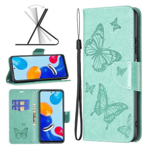 Two Butterflies Embossing Leather Phone Case, For Xiaomi Redmi Note 11 Global, For Samsung Galaxy A23 5G