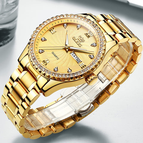 OLEVS 5565 Men Fashion Waterproof Stainless Steel Strap Diamond Quartz Watch