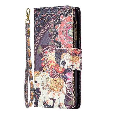 Colored Drawing Pattern Zipper Leather Phone Case, For Samsung Galaxy A03 166mm