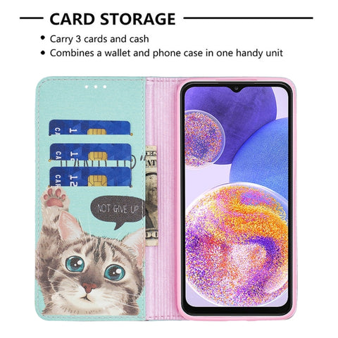 Invisible Magnetic Painted Leather Phone Case, For Samsung Galaxy A23 5G