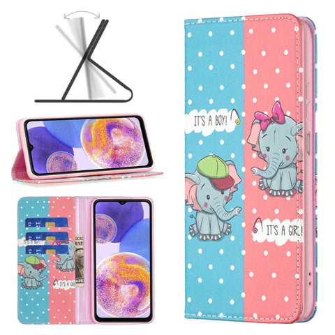Invisible Magnetic Painted Leather Phone Case, For Samsung Galaxy A23 5G