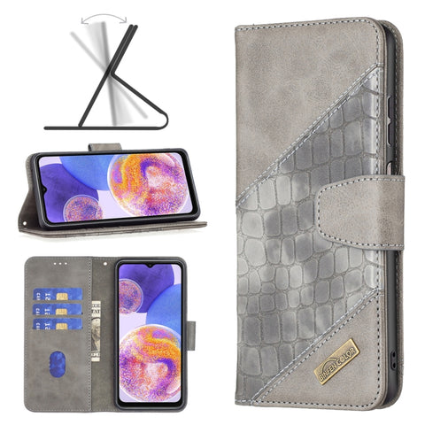 Matching Color Crocodile Texture Leather Phone Case, For Samsung Galaxy A23 5G