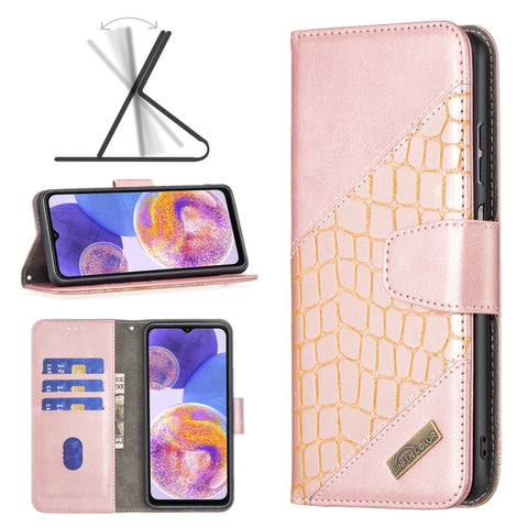 Matching Color Crocodile Texture Leather Phone Case, For Samsung Galaxy A23 5G