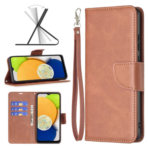 Lambskin Texture Pure Color Flip Leather Phone Case, For Samsung Galaxy A03 166mm