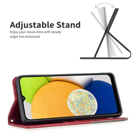 Rhombus Texture Magnetic Leather Phone Case, For Samsung Galaxy A03 166mm