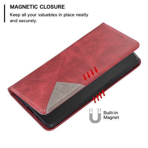 Rhombus Texture Magnetic Leather Phone Case, For Samsung Galaxy A03 166mm