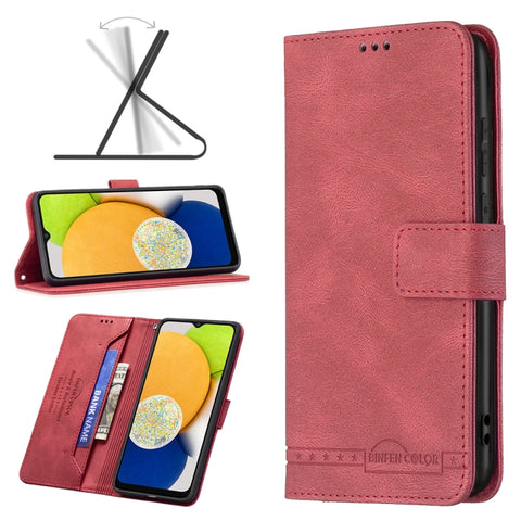 BF09 Magnetic Buckle RFID Flip Leather Phone Case, For Samsung Galaxy A03 166mm