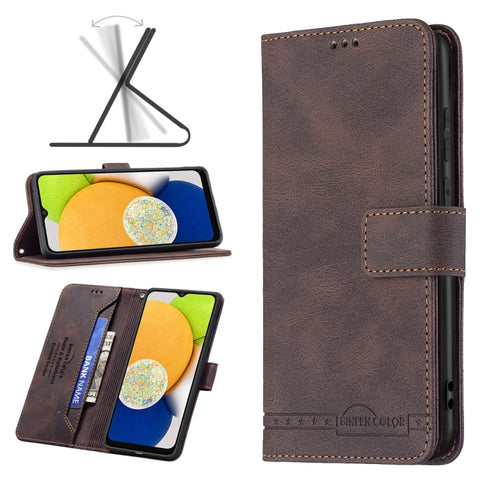 BF09 Magnetic Buckle RFID Flip Leather Phone Case, For Samsung Galaxy A03 166mm
