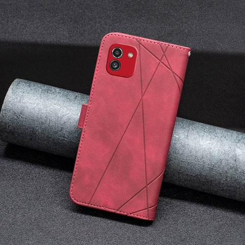 BF05 Magnetic Buckle Rhombus Texture Leather Phone Case, For Samsung Galaxy A03 166mm