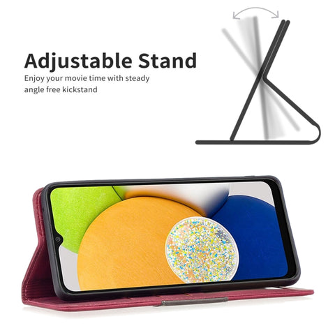 BF10 Color Block Magnetic Flip Leather Phone Case, For Samsung Galaxy A03 166mm