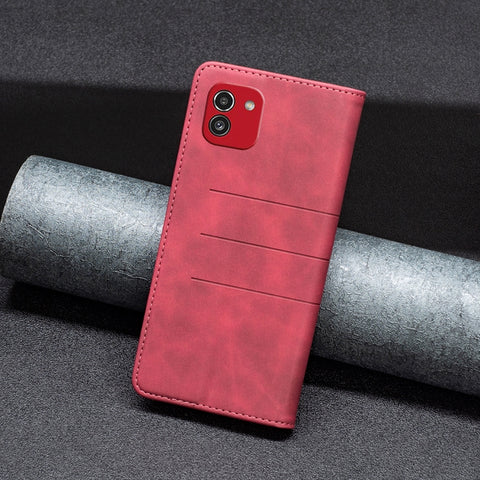 BF10 Color Block Magnetic Flip Leather Phone Case, For Samsung Galaxy A03 166mm