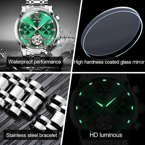 OLEVS 6607 Multi-function Men Big Flywheel Automatic Waterproof Mechanical Watch