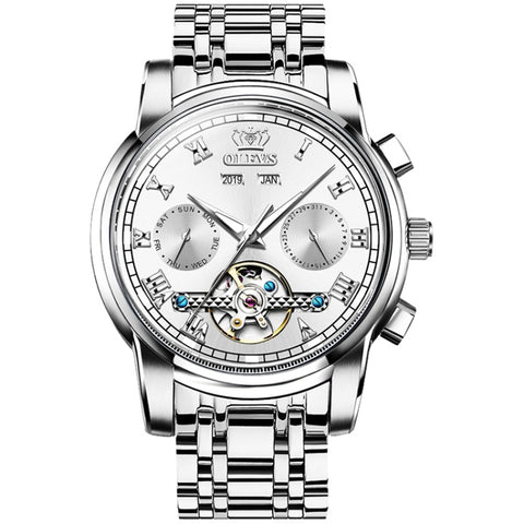 OLEVS 6607 Multi-function Men Big Flywheel Automatic Waterproof Mechanical Watch