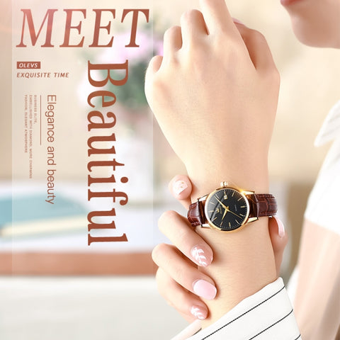 OLEVS 6898 Women Fashion Waterproof Dual Calendar Quartz Watch