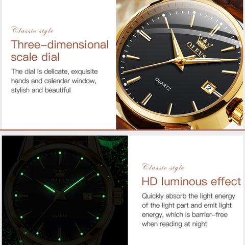 OLEVS 6898 Women Fashion Waterproof Dual Calendar Quartz Watch